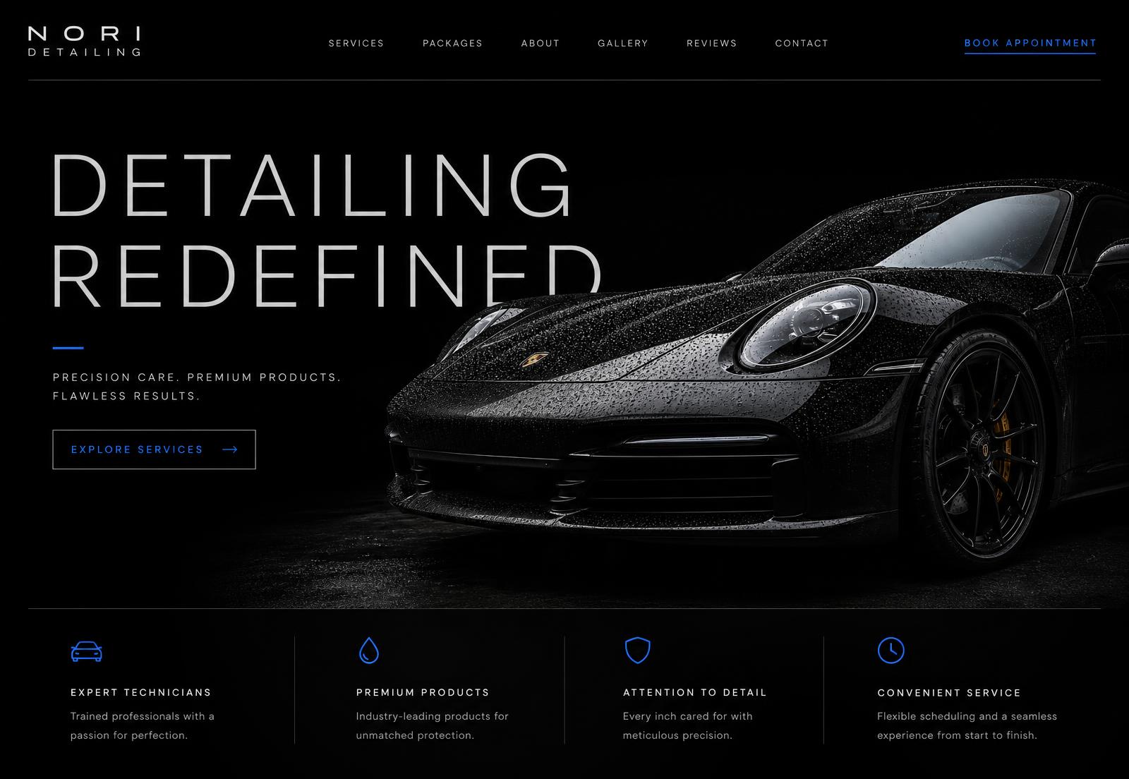 NORI Detailing website design by NORI