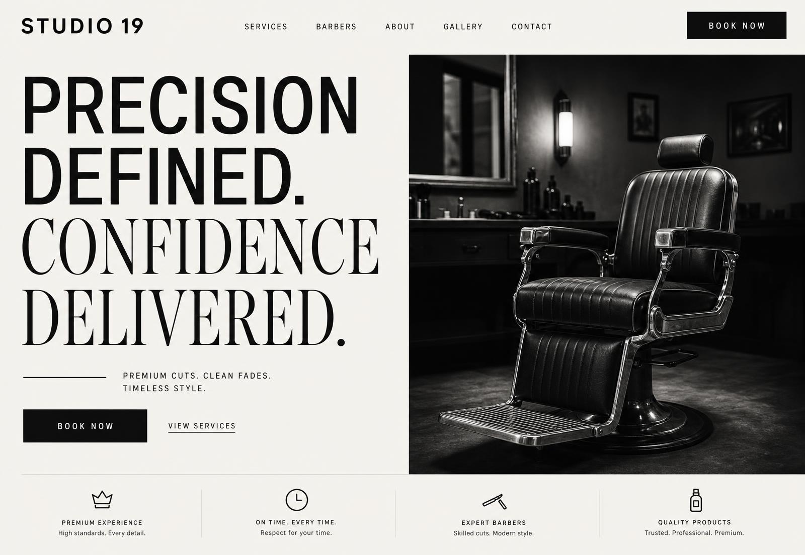 Studio 19 website design by NORI